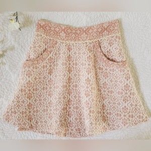 Free People mini skirt pink ivory brocade boho balletcore A-Line Spring XS 0
